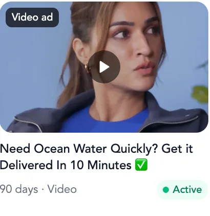 Top creative: video ad, 90 days, active